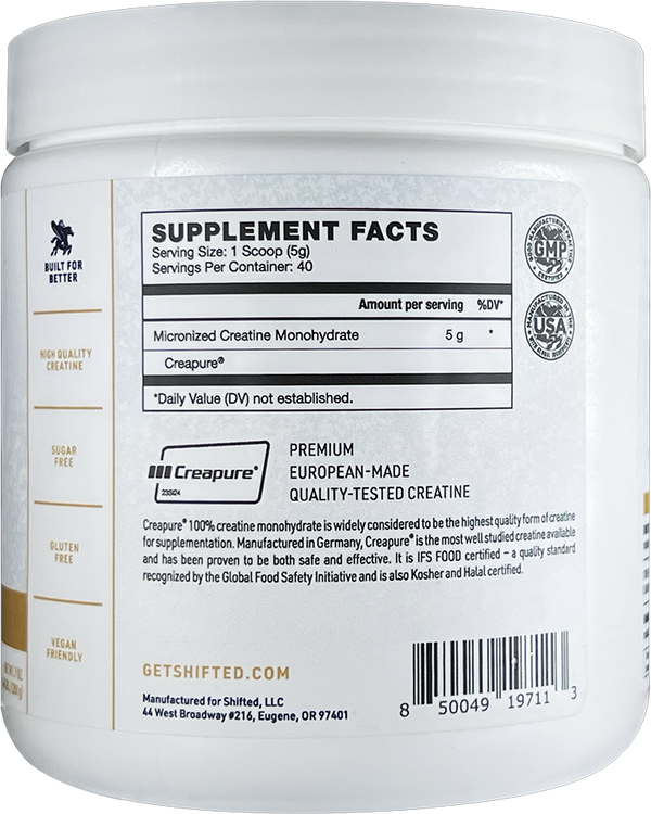 Shifted Creatine Monohydrate: 100% German Sourced Creapure®
